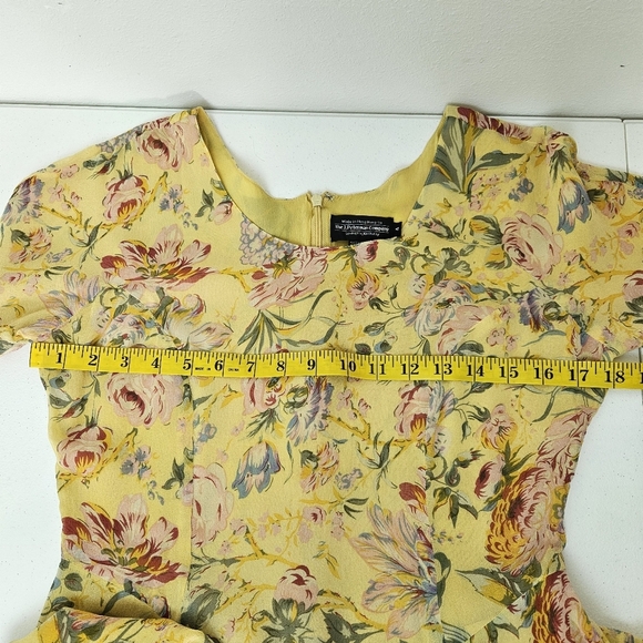 J. Peterman VTG 90's Silk Floral Yellow Fairy Whimsy Romantic Dress 4 - Picture 5 of 11